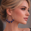 Boucles d'oreilles Créole KHAYA Larimar Lapis Lazuli ou Turquoise au choix