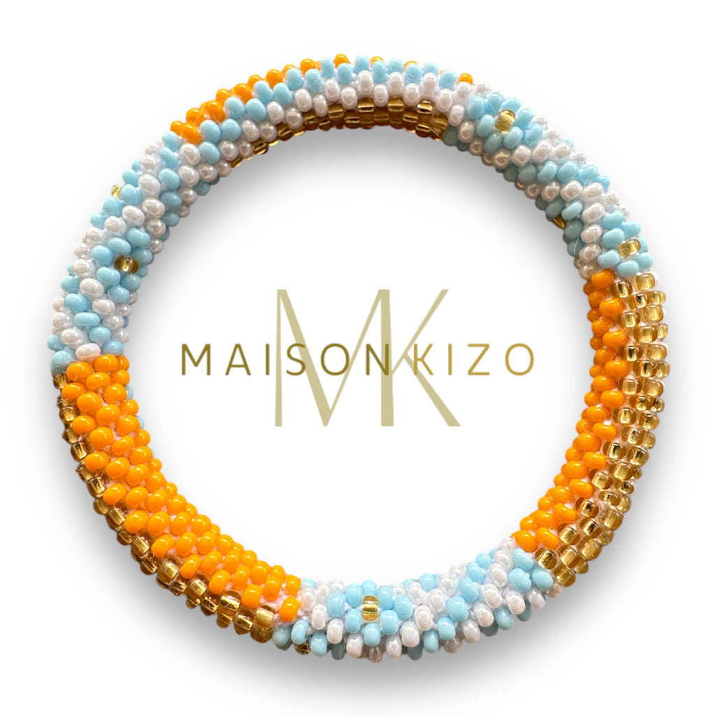 Bracelet népalais MINIKIZ enfant et petit poignet adulte orange bleu