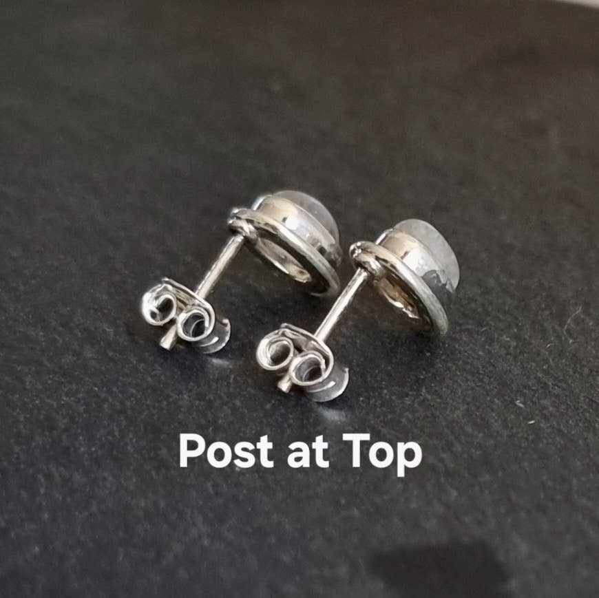 Boucles d'oreilles clous en opale blanche ovale saisissante, argent sterling 925, S3WOP