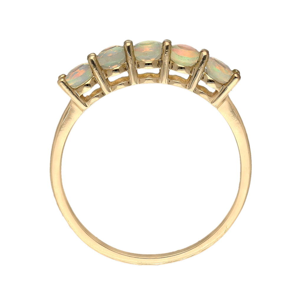 Bague Solitaire en Opale Éthiopienne en Argent Plaqué Or 14K