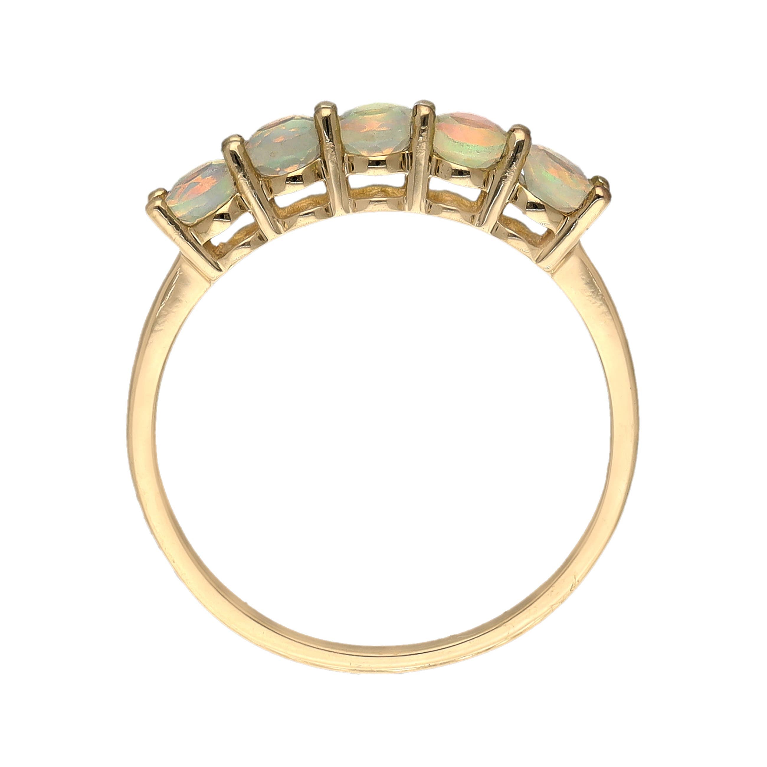Bague Solitaire en Opale Éthiopienne en Argent Plaqué Or 14K