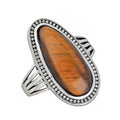 Bague bohème imposante en argent sterling avec Oeil de tigre ovale