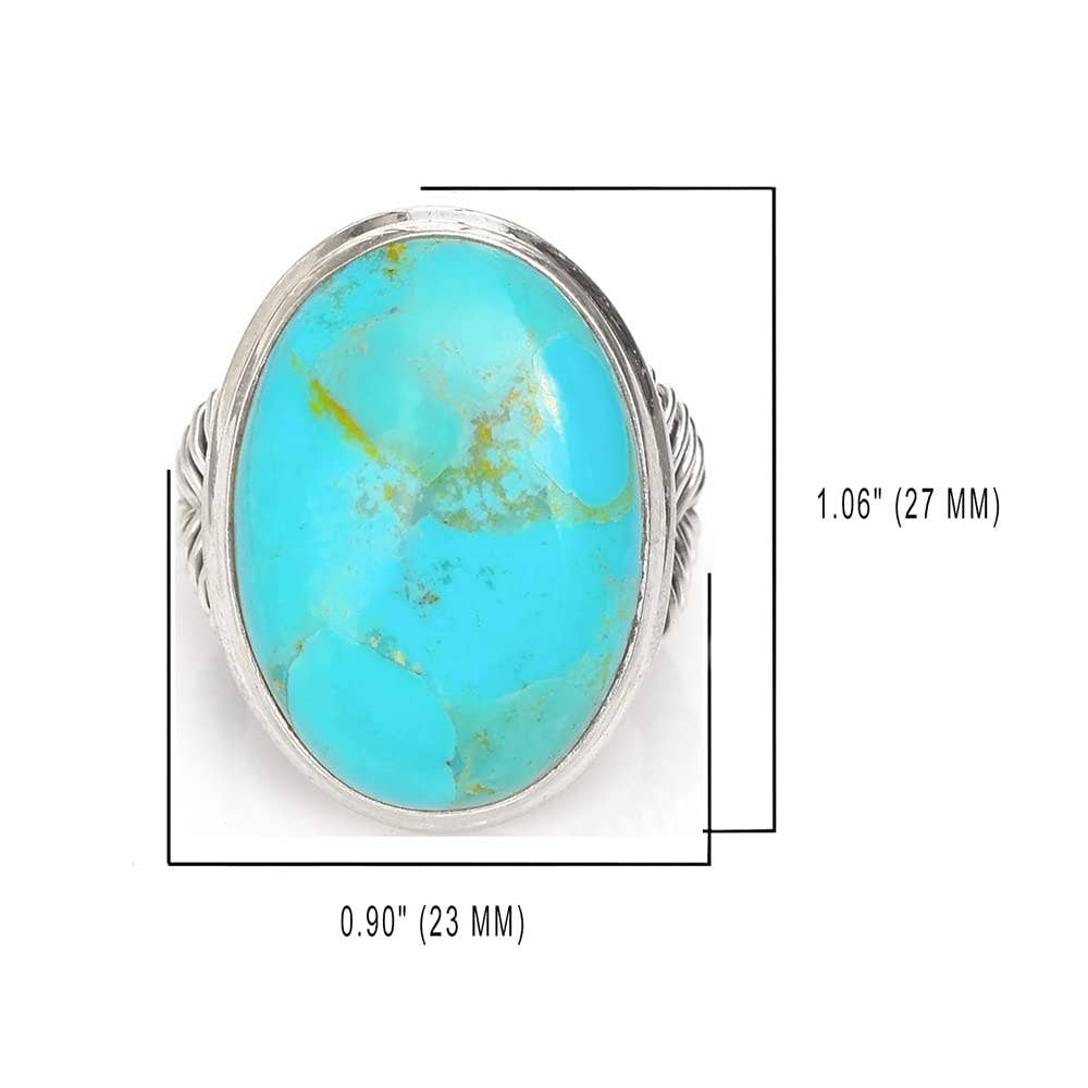 Bague en argent sterling 925 avec Turquoise Blue Mohave