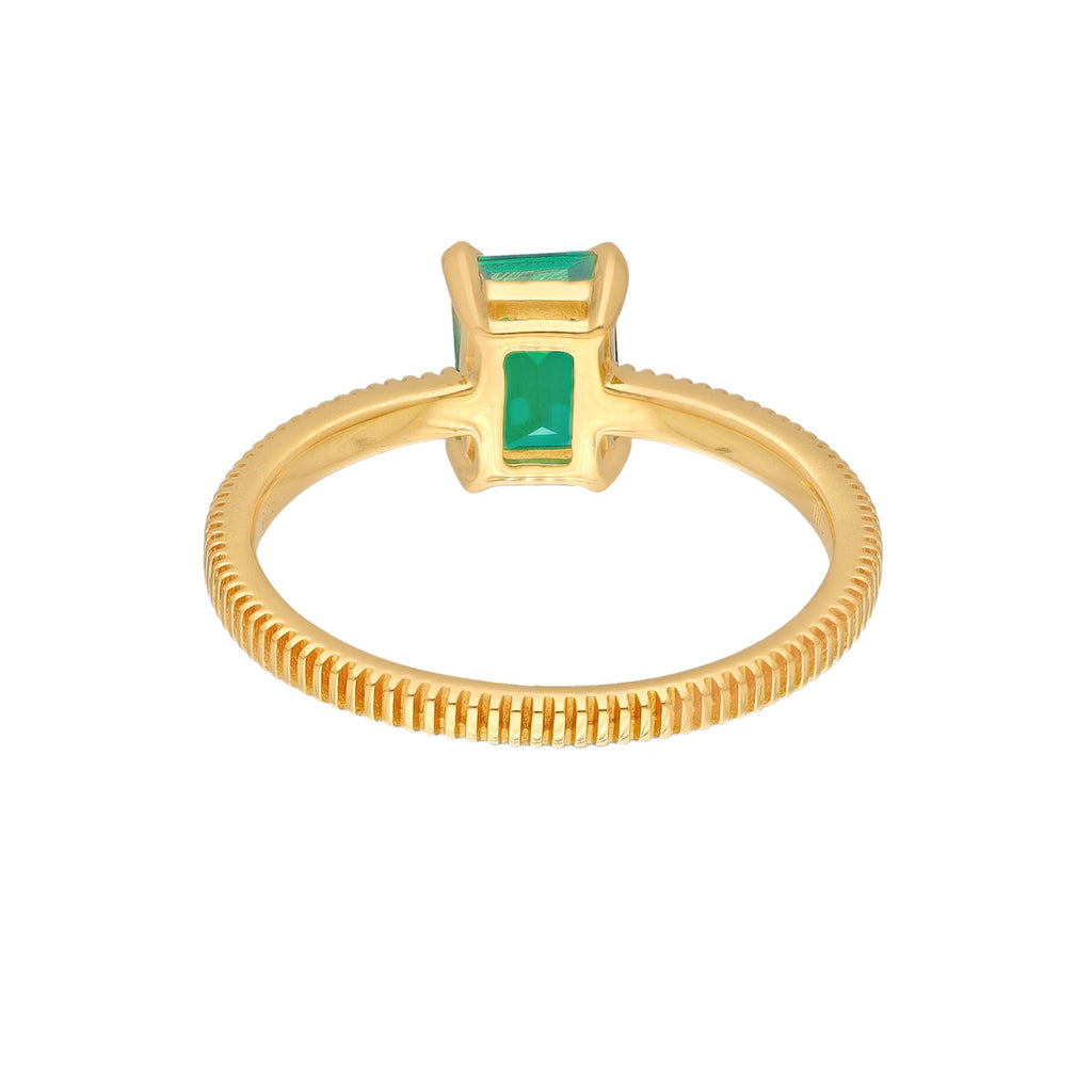 Bague en Emeraude zambienne de laboratoire plaquée or sur argent