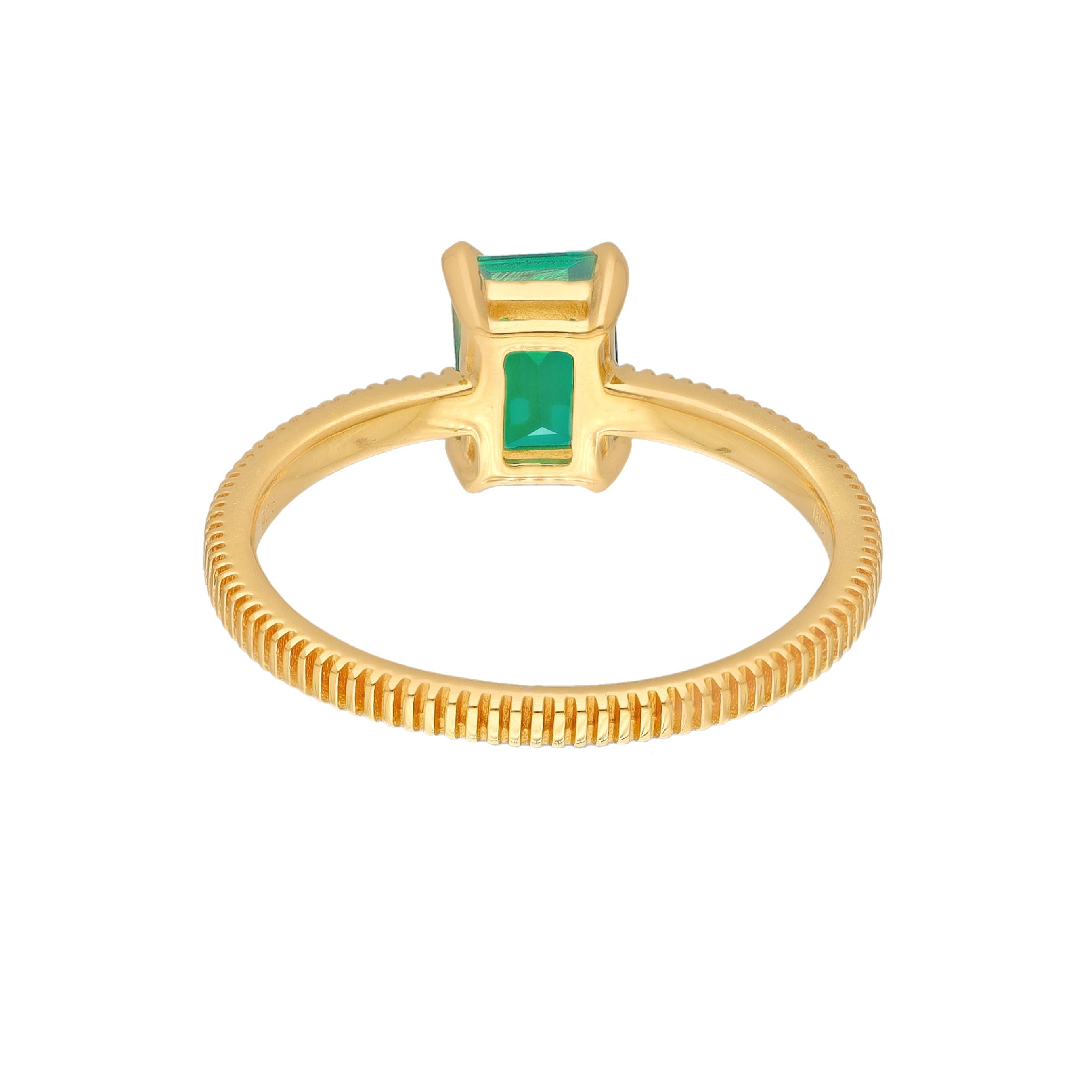 Bague en Emeraude zambienne de laboratoire plaquée or sur argent