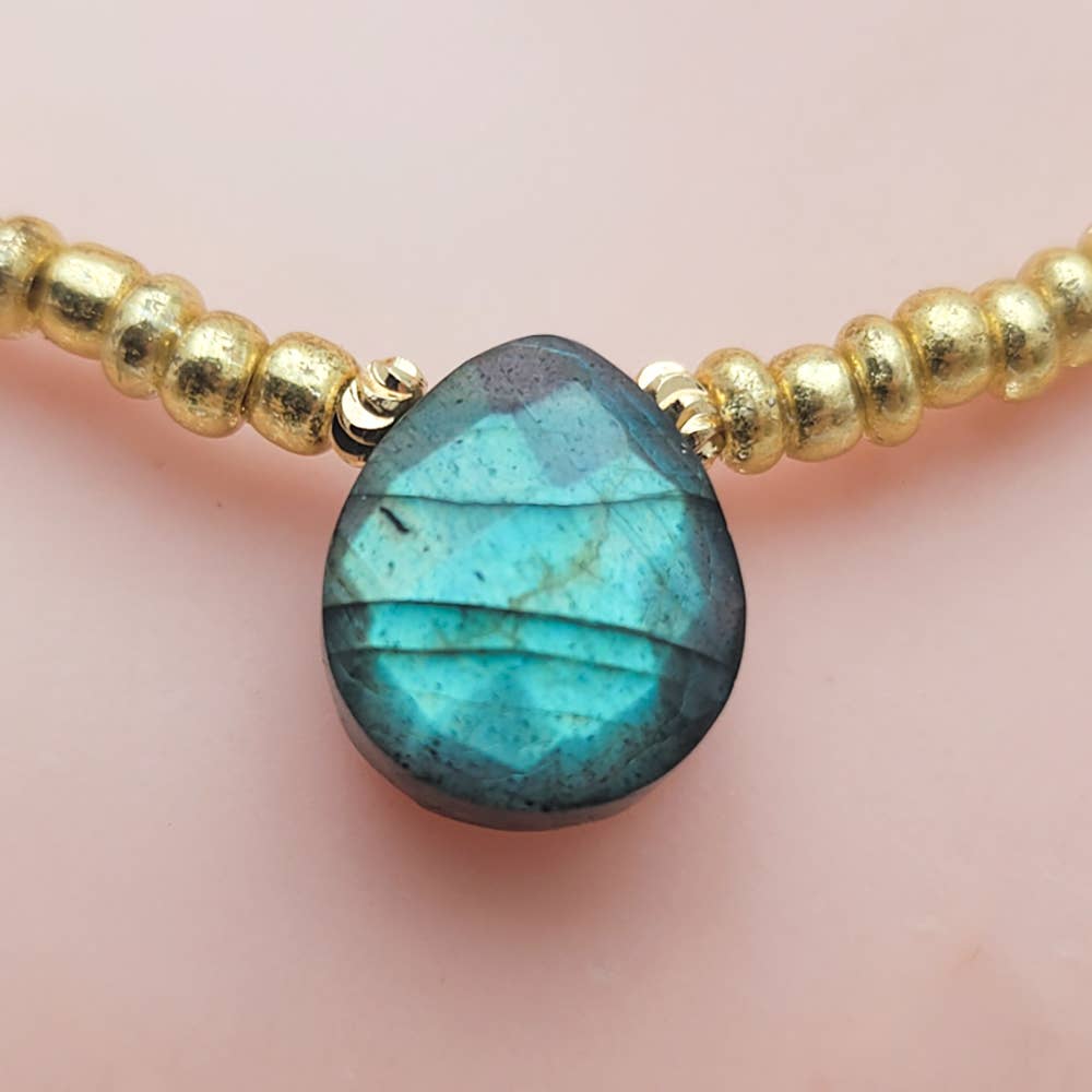 Collier Double Labradorite pendentif oeil