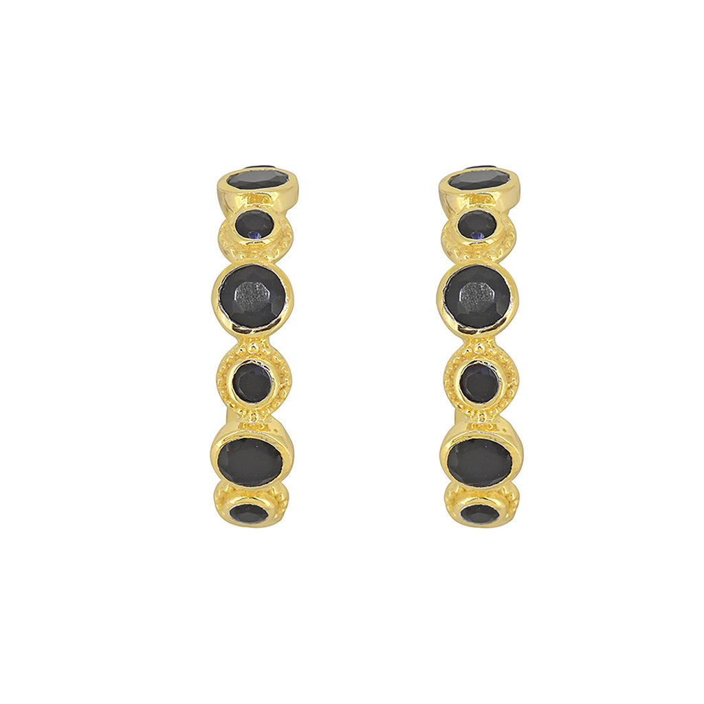 Boucles d'oreilles en argent sterling plaqué or 14K avec Onyx noir