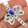 Pendentif libellule Lapis Lazuli Afghanistan AAA argent 925
