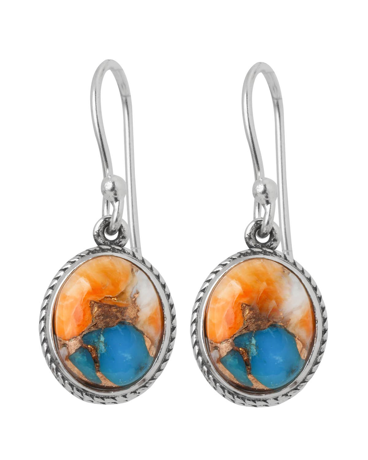 Boucles d'oreilles pendantes en argent sterling 925 Oyster Copper Turquoise