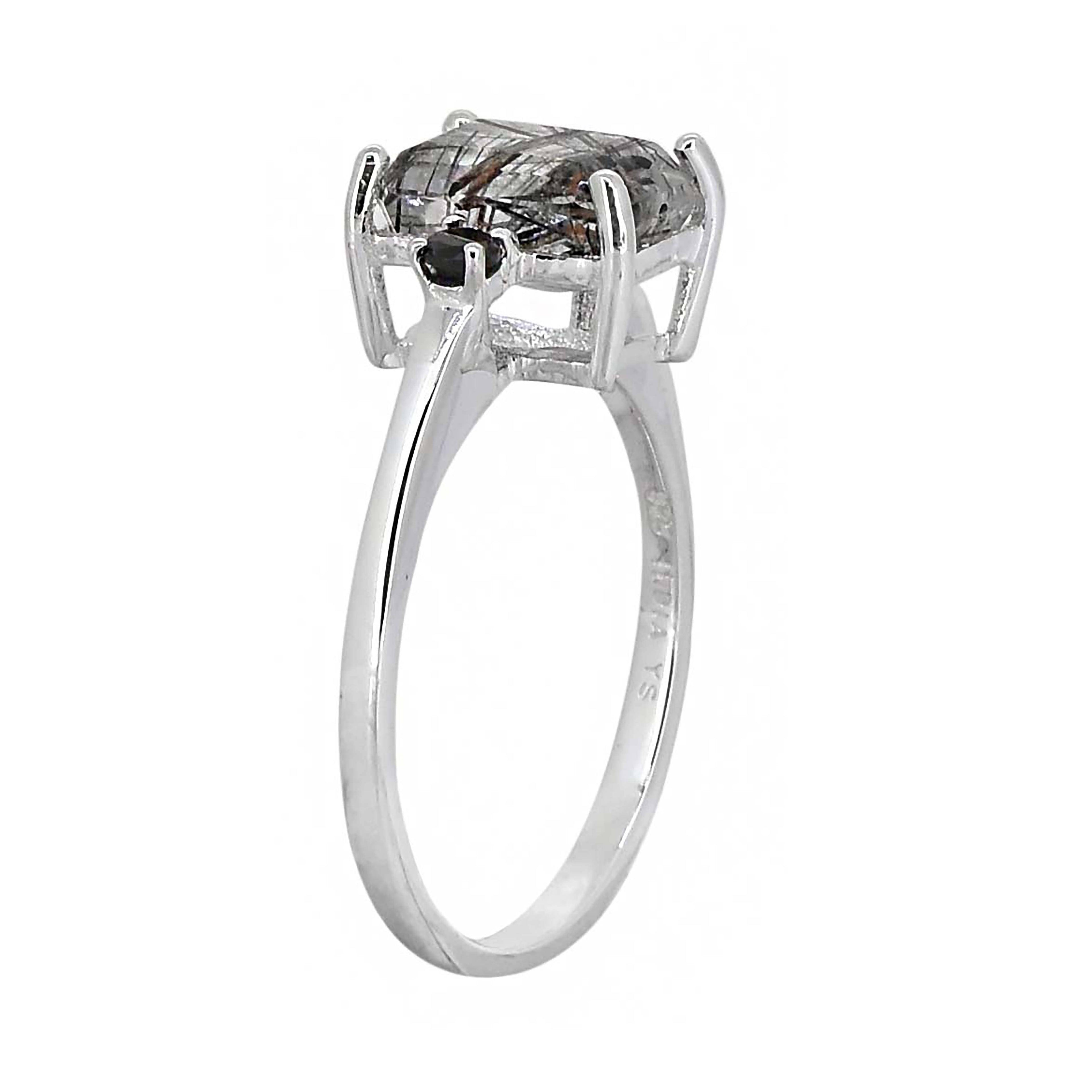 Bague bohème en argent sterling 925 avec Quartz rutile.