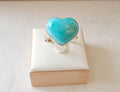 Bague Larimar forme coeur réglable Qualité Extra AAA République Dominicaine