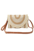 Sac pochette bandoulière crochet effet paille