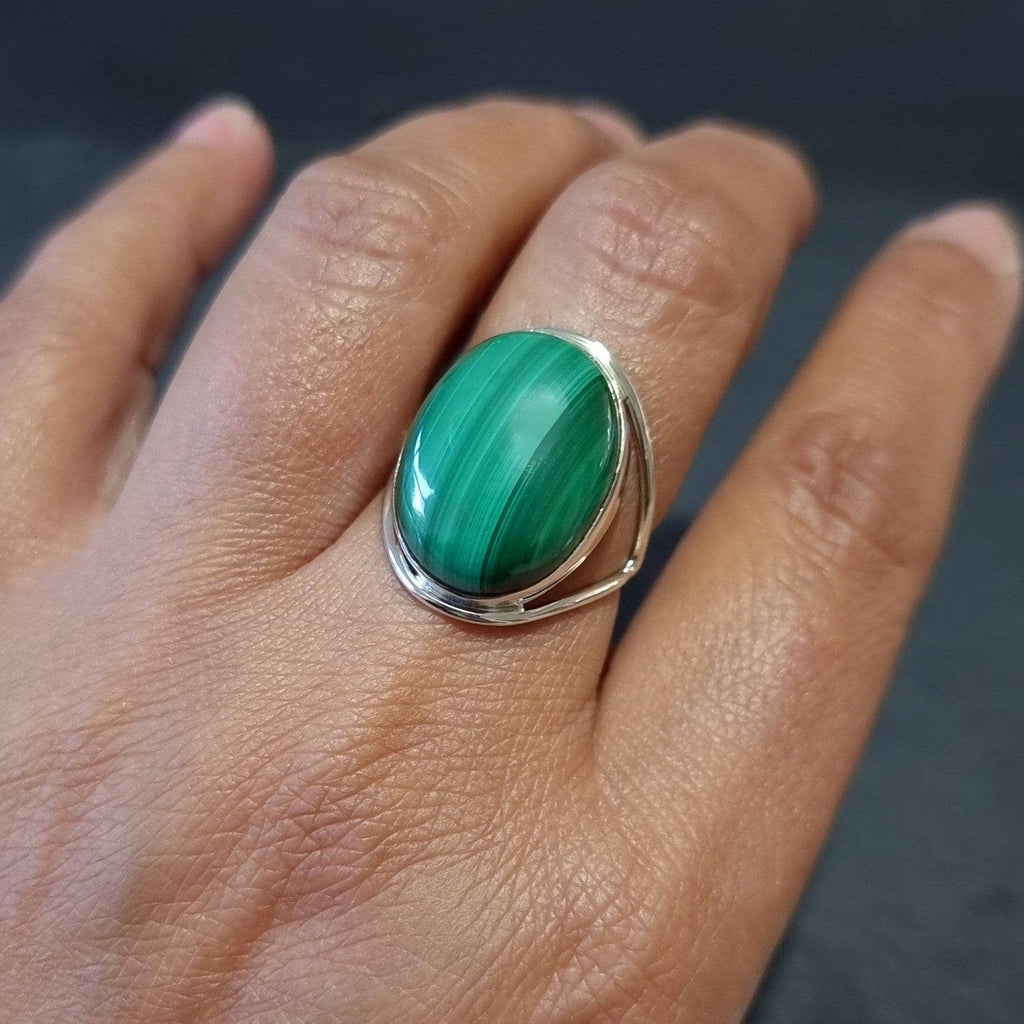 Bague en Malachite Argent 925 20mm x 15mm