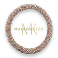 Bracelet népalais  perles de verre R35 Multi color Rose doré argent