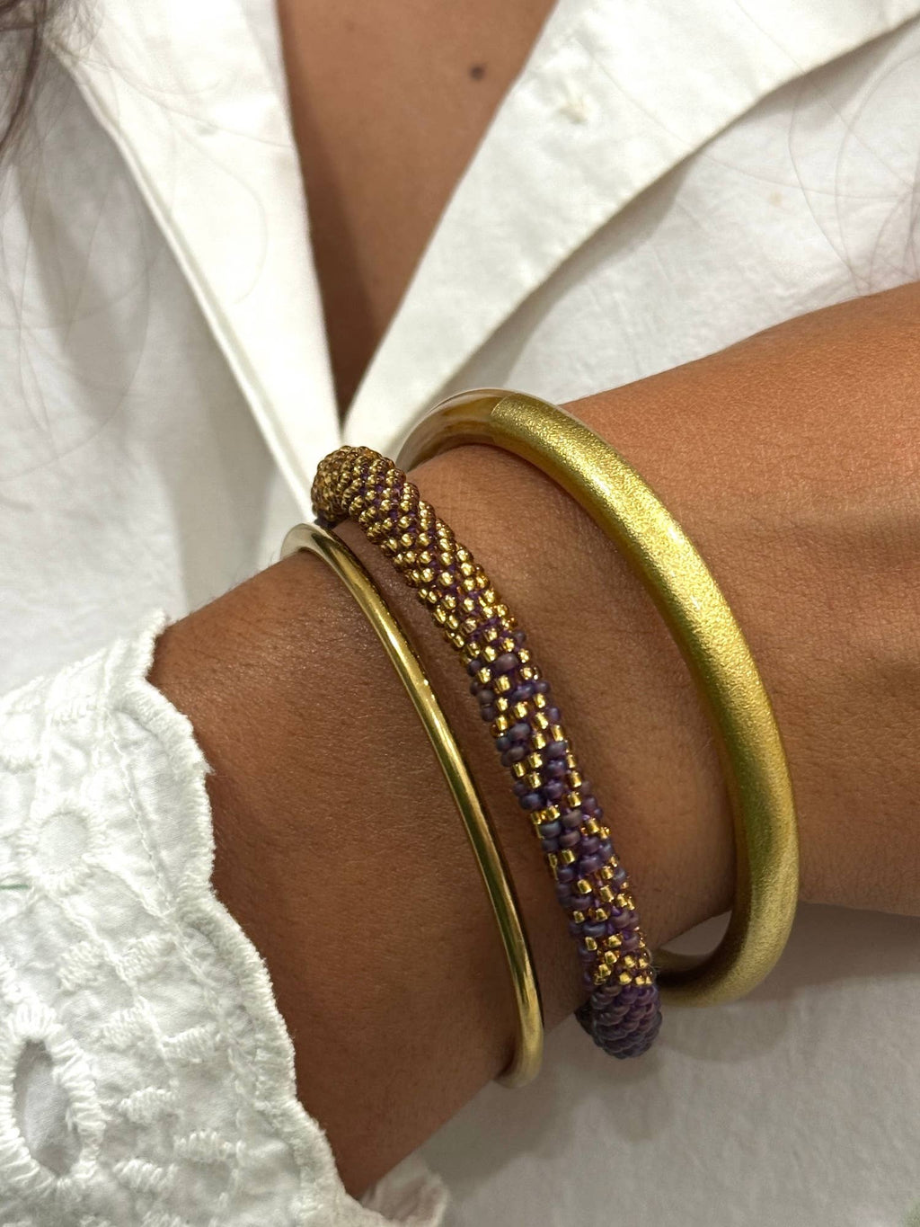 Nouvelle collection A/H 2026 Bracelet népalais B27 violet parme doré dégradé