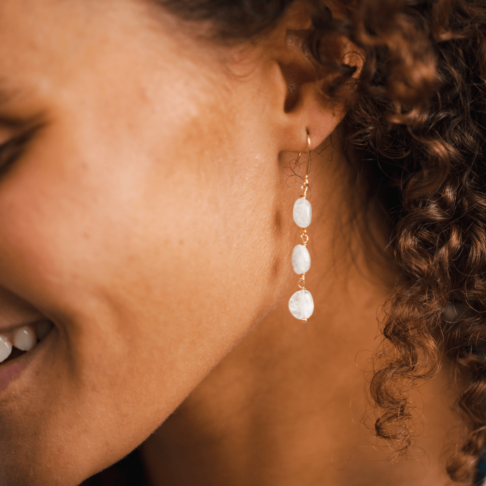 Boucles d'oreilles cascade de lune Pierre de lune