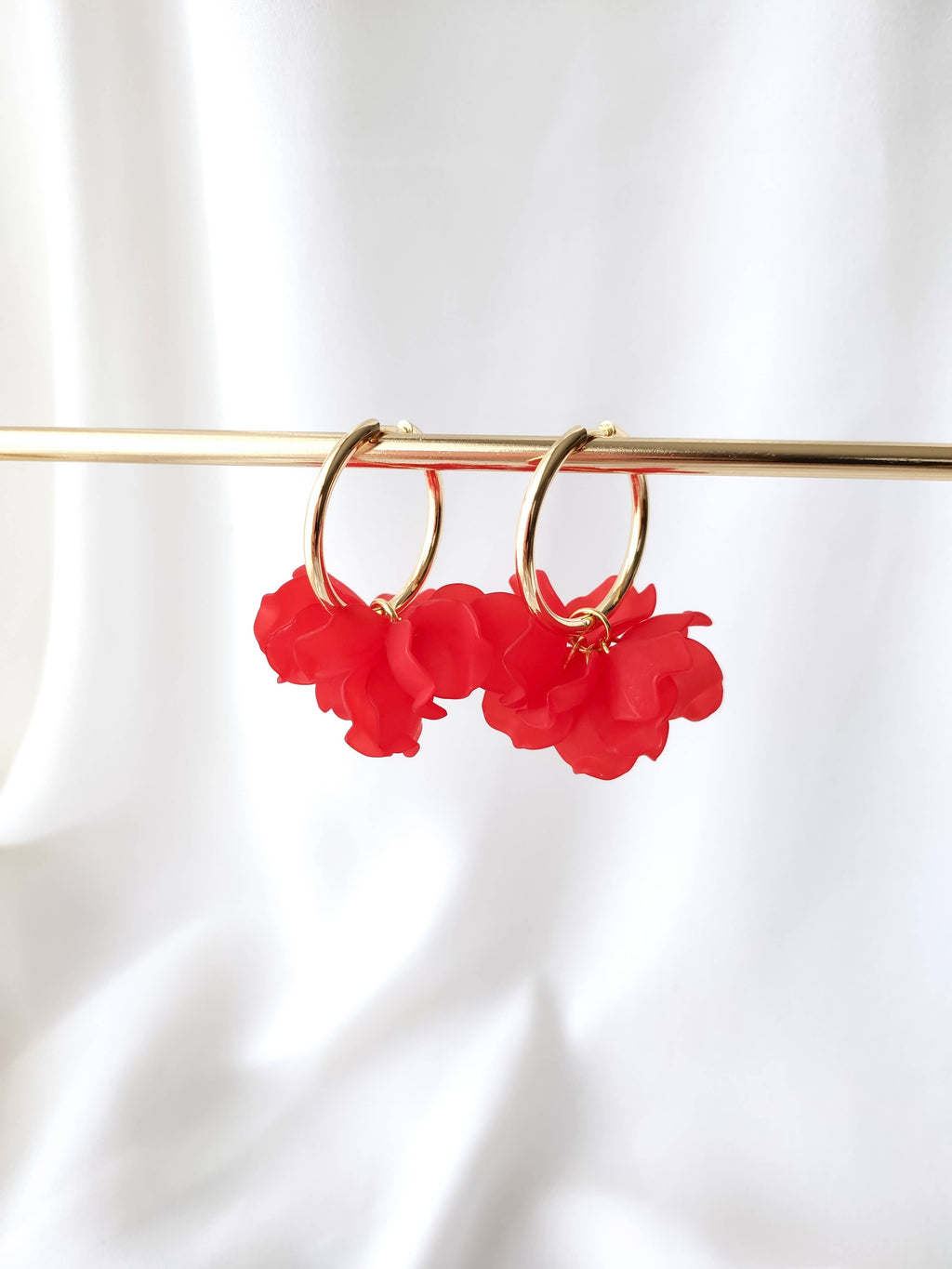 Boucles d'oreilles Créoles PEONY Fleurs Pivoine couleur au choix
