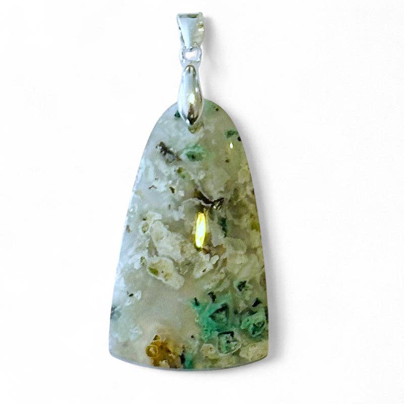 Pendentif calcédoine crucifère Indonésie AA argent 925