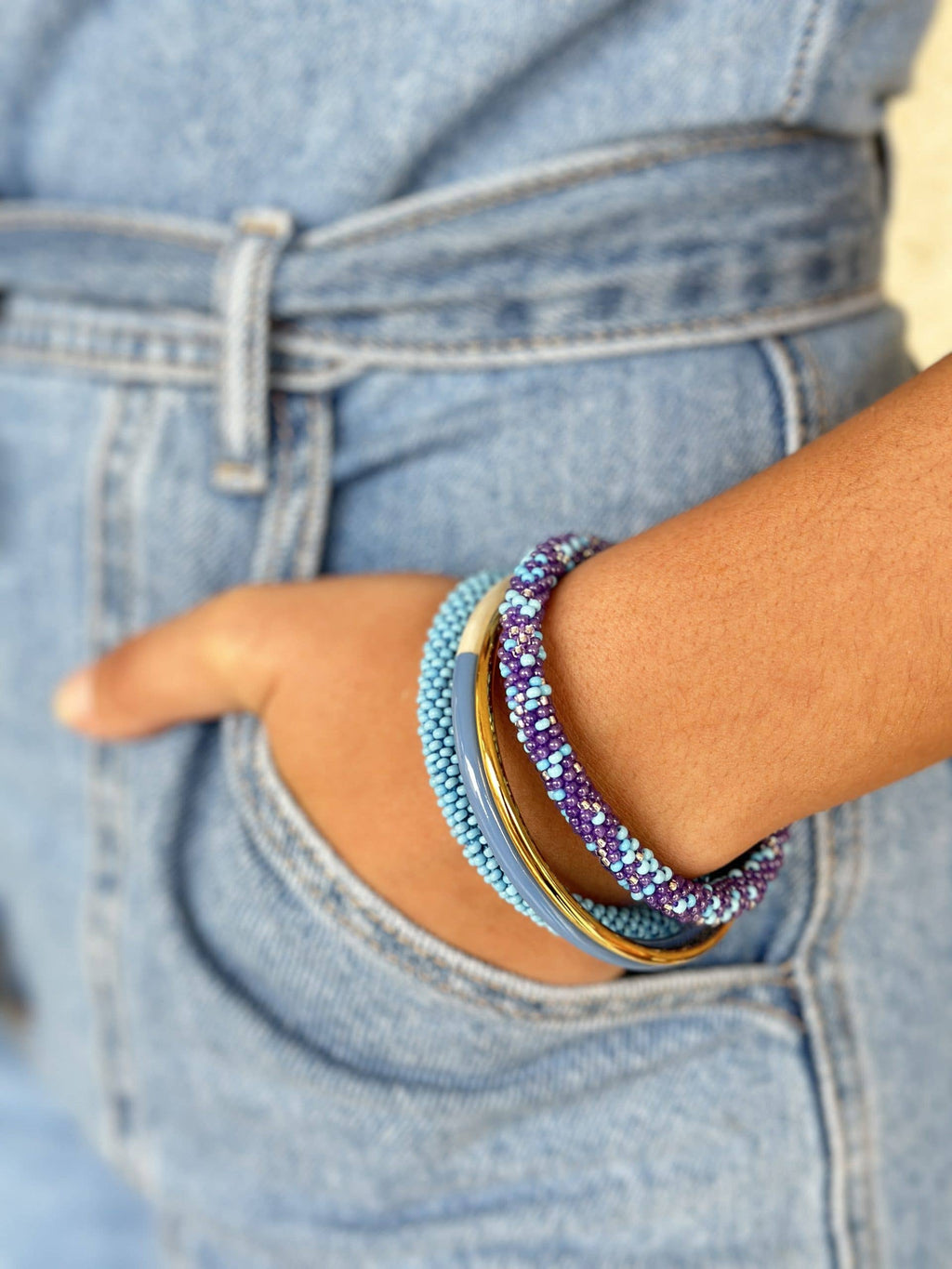 Bracelet népalais bleu et violet