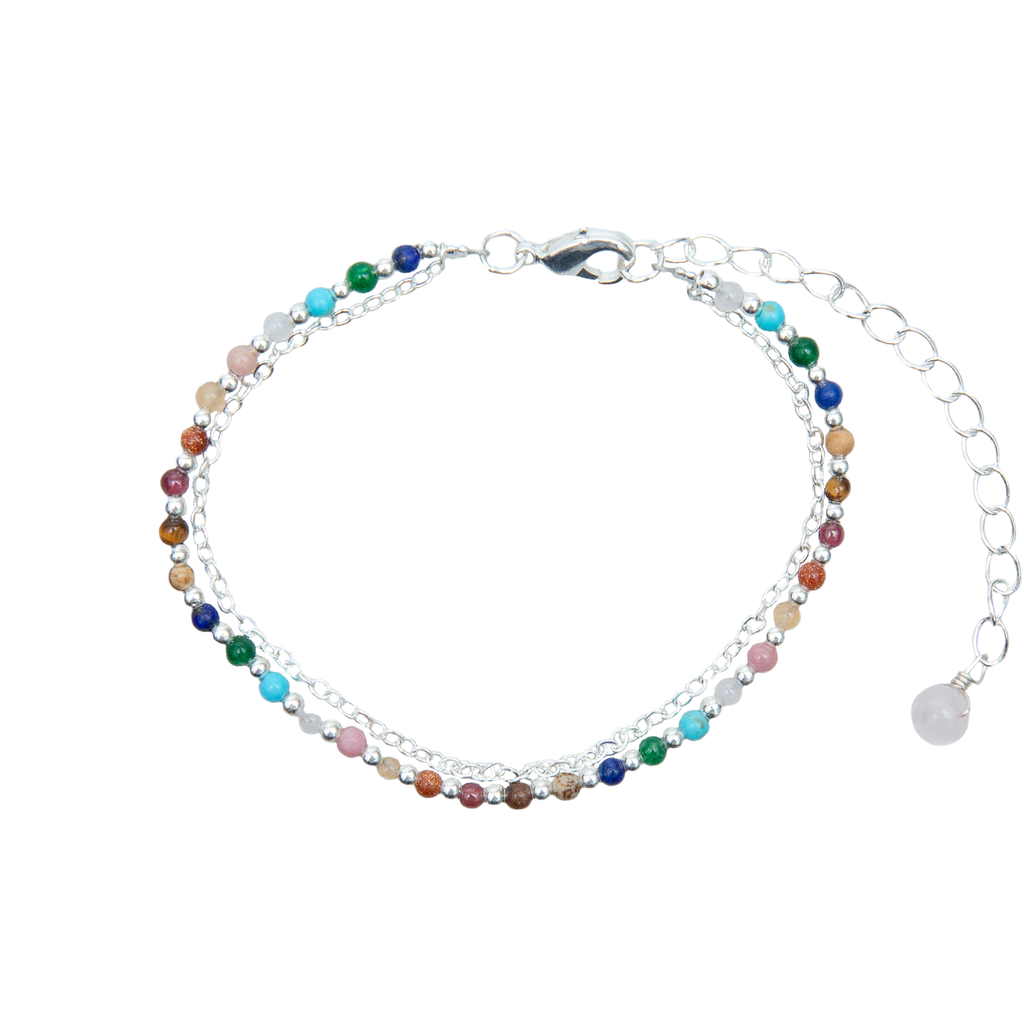 Bracelet Master Healer Healing 2 mm (argent) Jade Jaspe Amazonite Quartz Œil de tigre Grenat Unakite