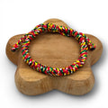 Bracelet tibétain tressé - modèle large Rouge blanc vert