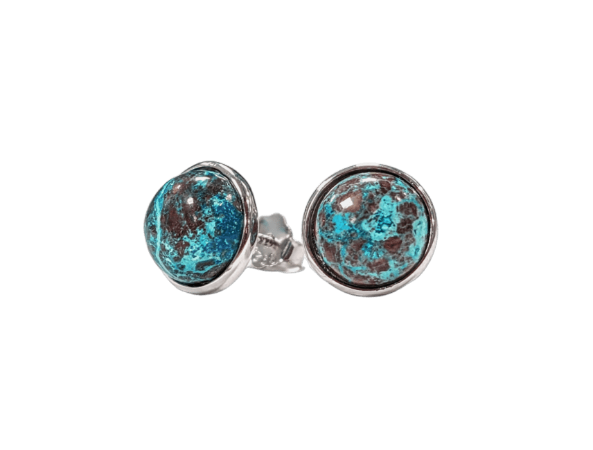 Boucles d'Oreilles Argent 925 - Chrysocolle AA 8mm