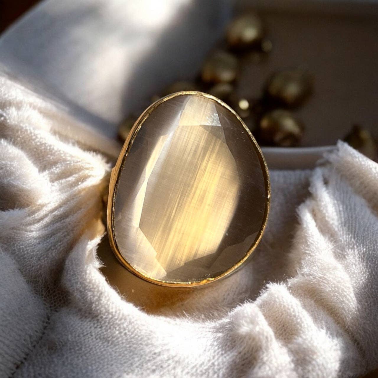 Bague "ELARION" pierre naturelle Agate grise