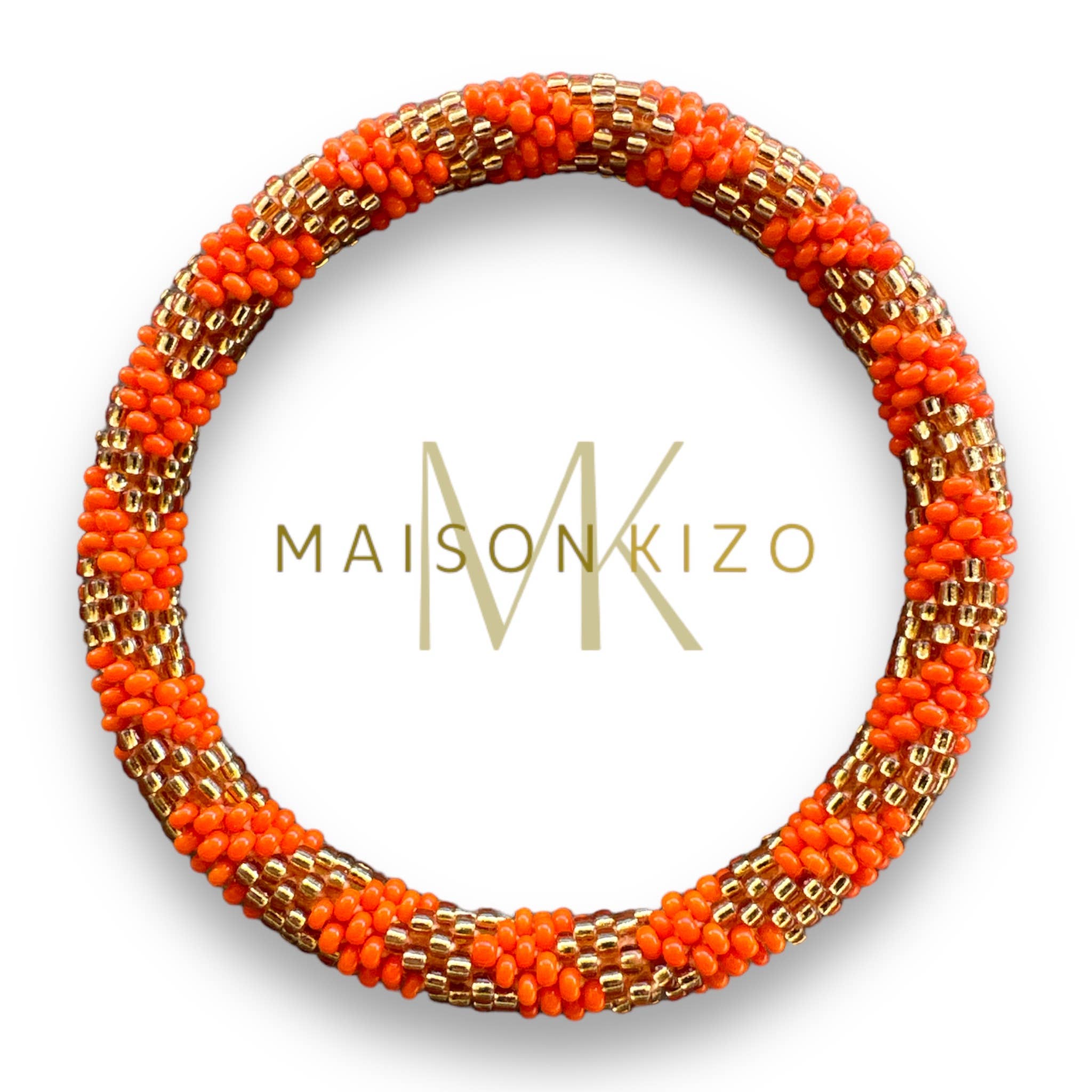 Bracelet népalais A20 orange doré flèche