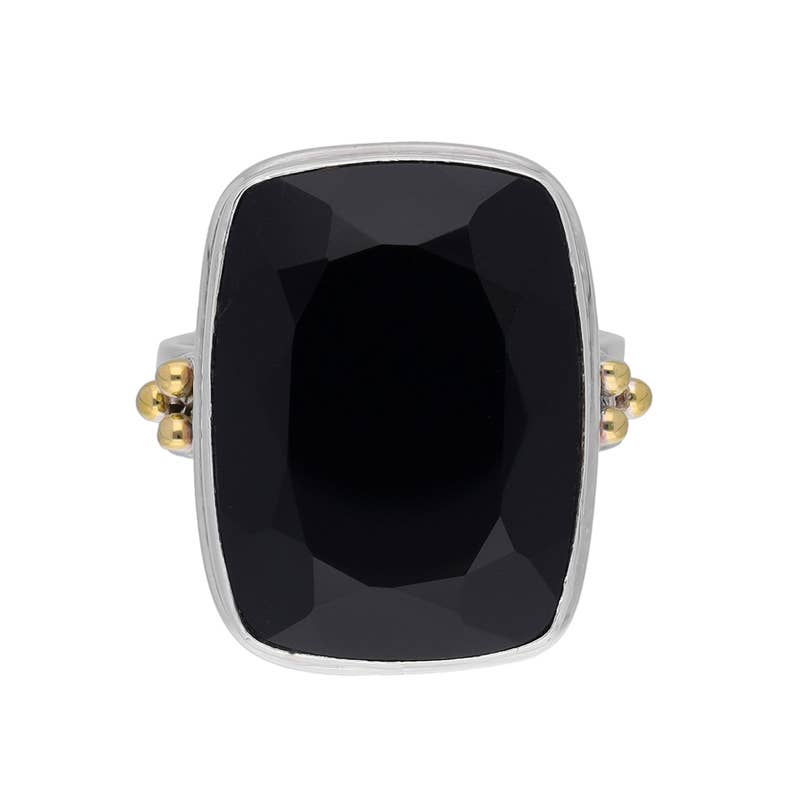 Bague Statement en Argent 925 avec Onyx Noir et Blason