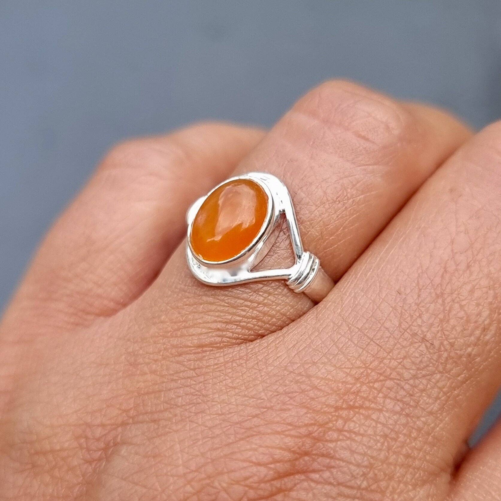 Bague en Cornaline Argent Sterling 925