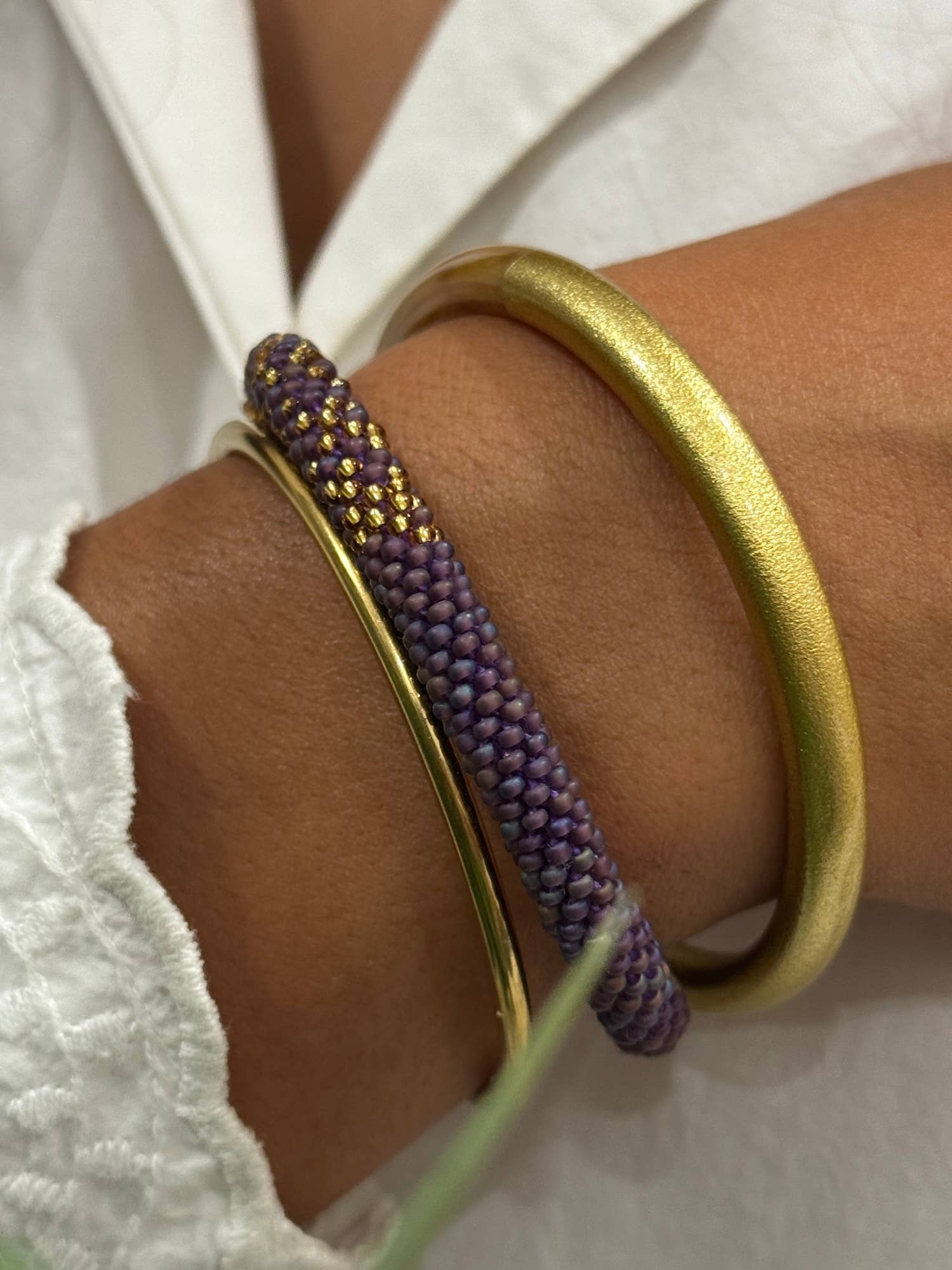 Nouvelle collection A/H 2026 Bracelet népalais B27 violet parme doré dégradé