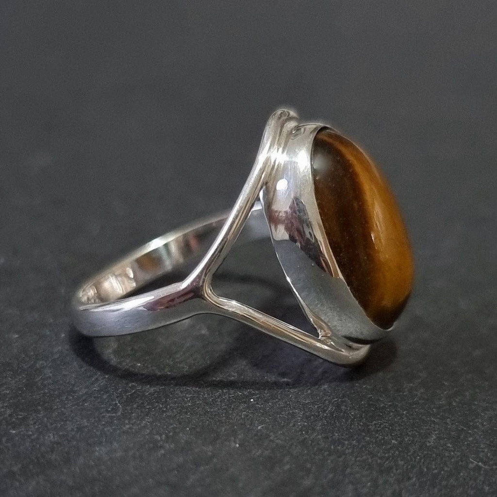 Bague Oeil de Tigre Argent 925 Pierre 15mm x 12mm