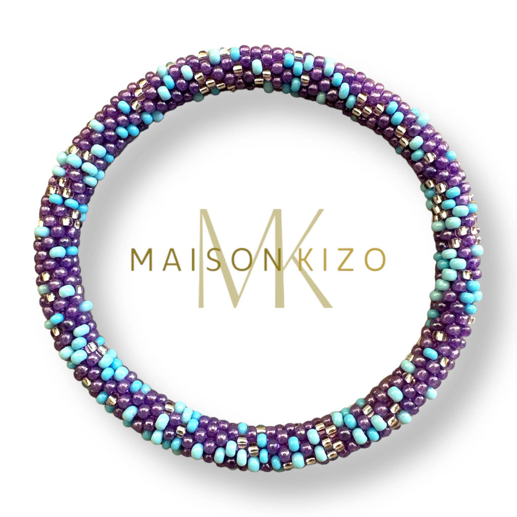Bracelet népalais bleu et violet