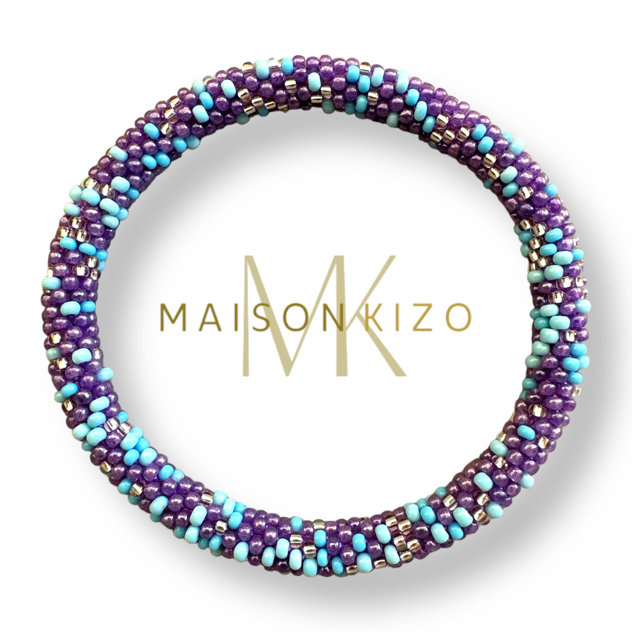 Bracelet népalais bleu et violet