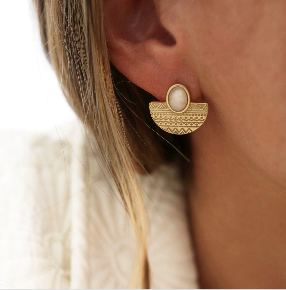 Boucles d'oreilles TALIA Amazonite blanche