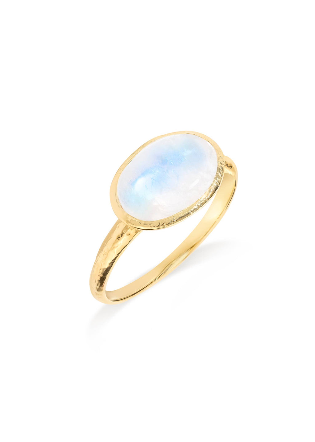 Bague texturée en argent plaqué or avec voile céleste Pierre de lune