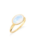 Bague texturée en argent plaqué or avec voile céleste Pierre de lune