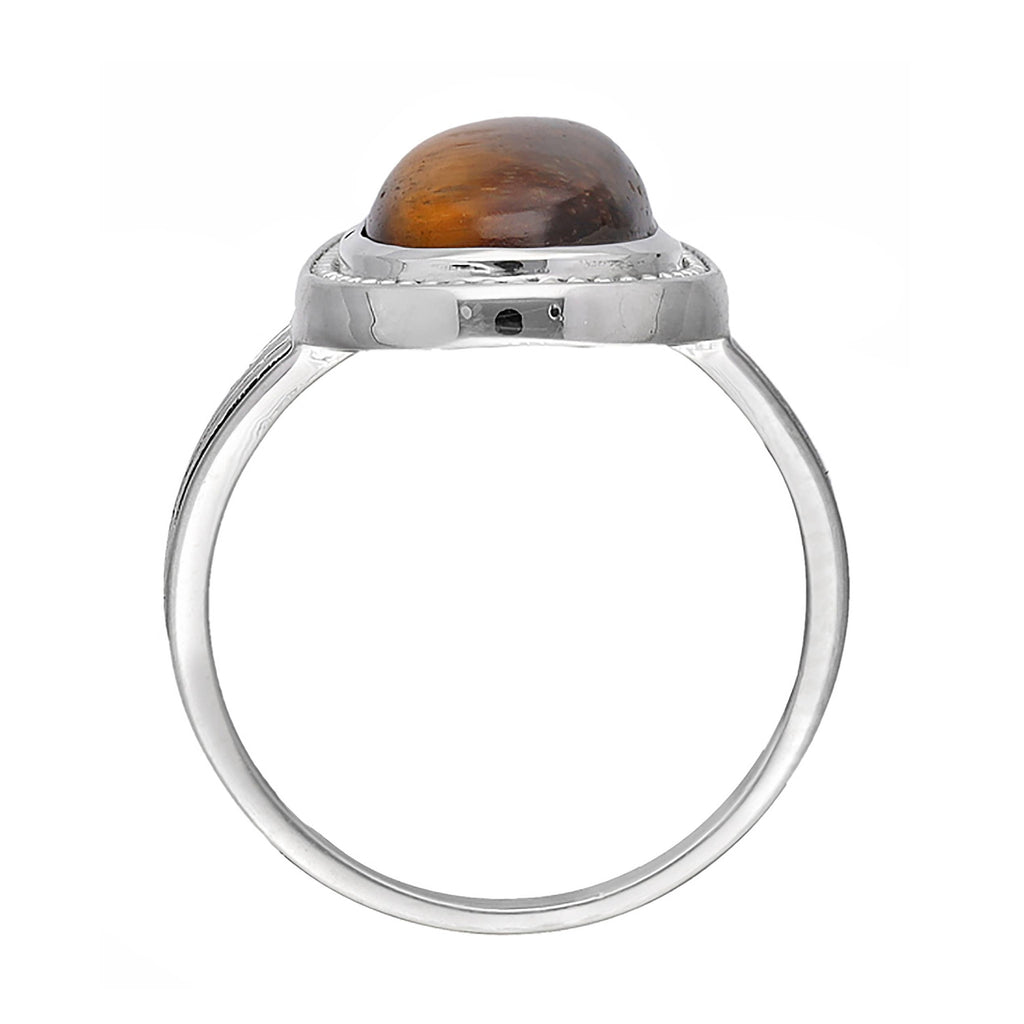 Bague bohème imposante en argent sterling avec Oeil de tigre ovale