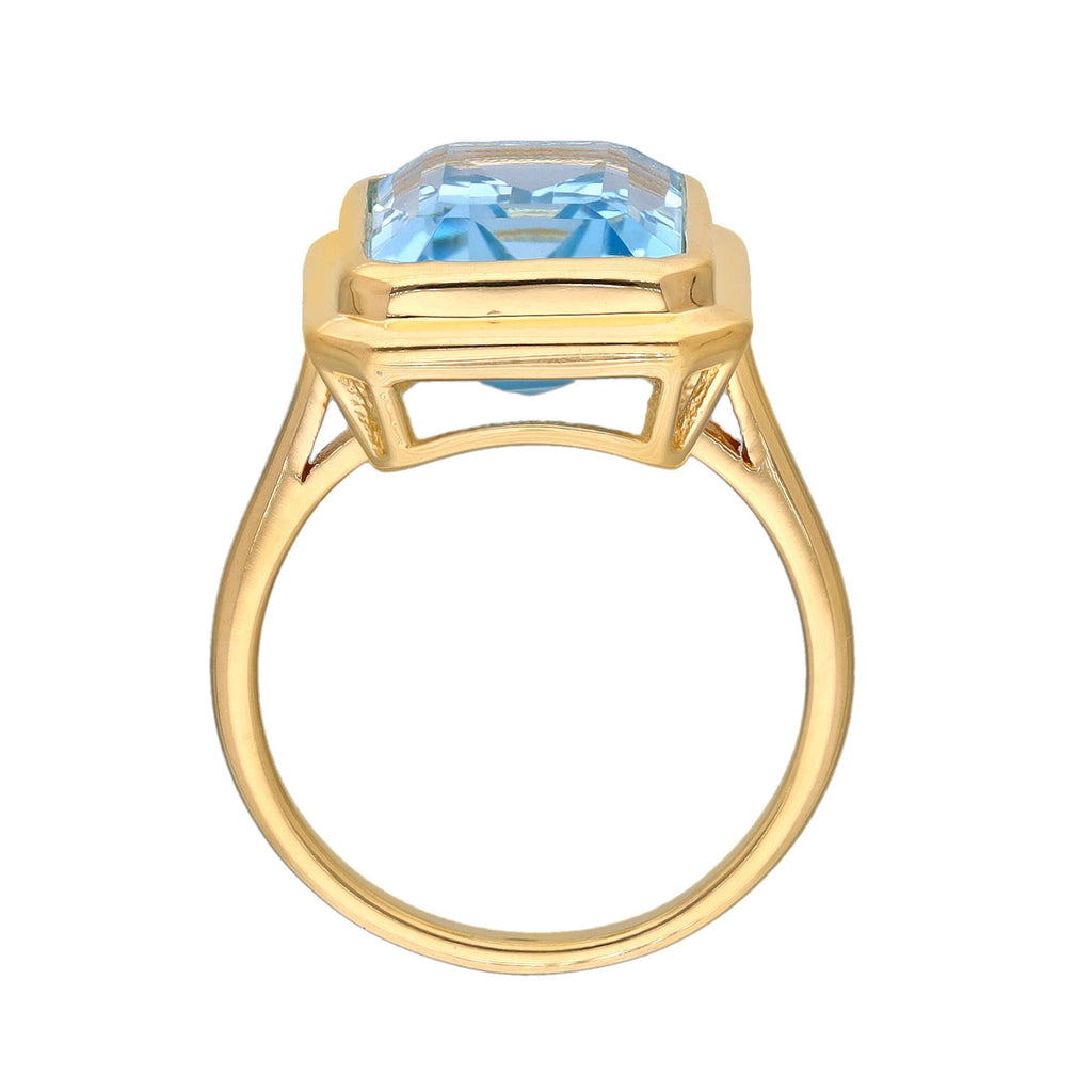 Bague Voûte Céleste en Argent Plaqué Or avec Topaze Bleu Ciel