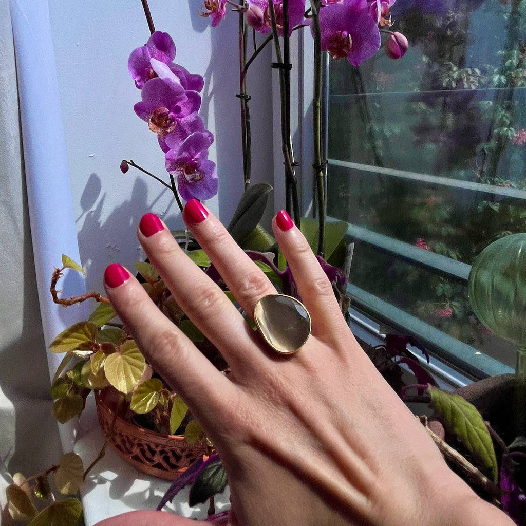 Bague "ELARION" pierre naturelle Agate grise