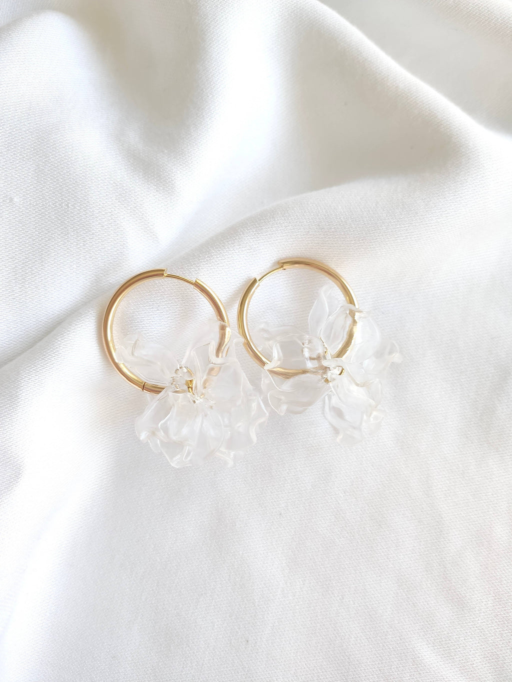Boucles d'oreilles Créoles PEONY Fleurs Pivoine couleur au choix