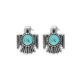 Boucles d'oreilles clous en argent sterling 925 avec turquoise Mohave oiseau