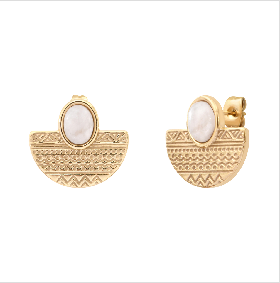 Boucles d'oreilles TALIA Amazonite blanche
