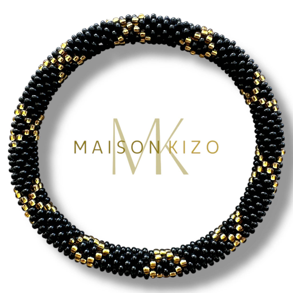 Bracelet népalais noir et or