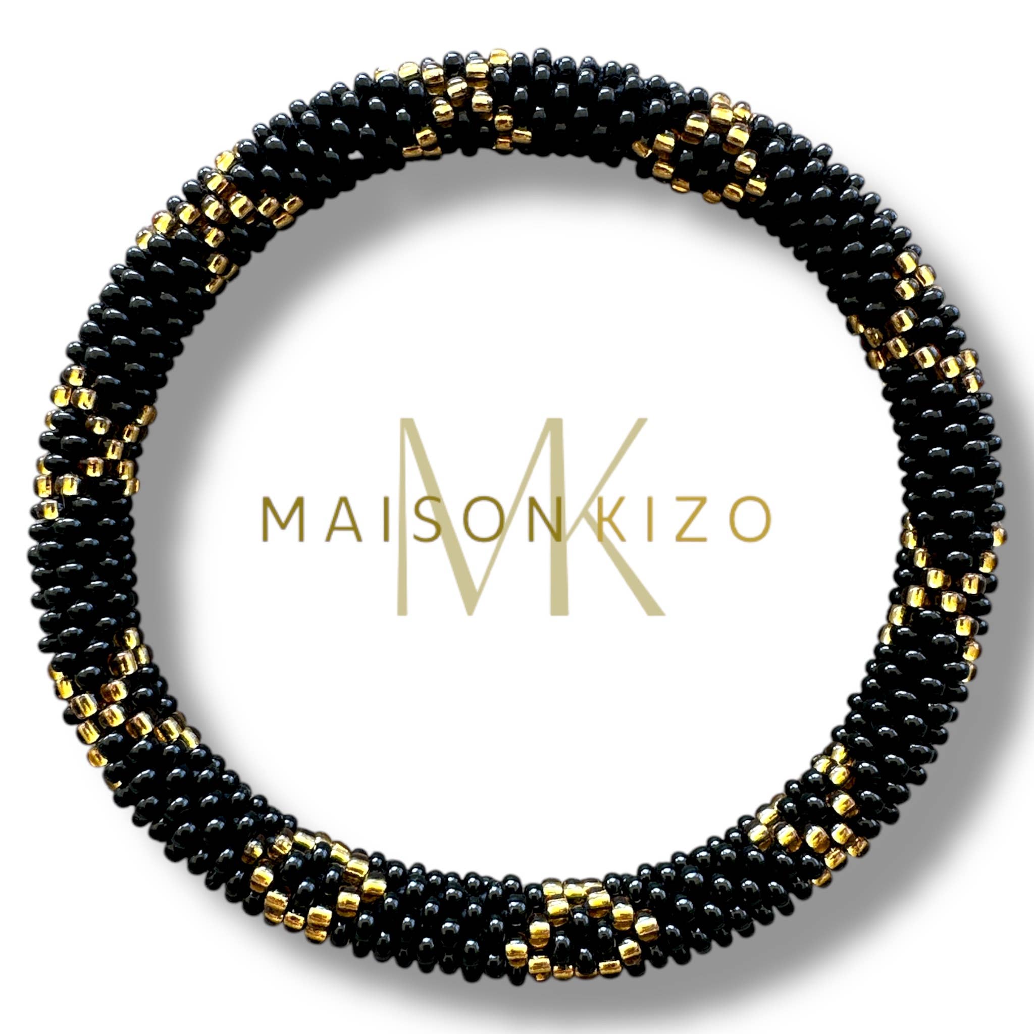 Bracelet népalais noir et or