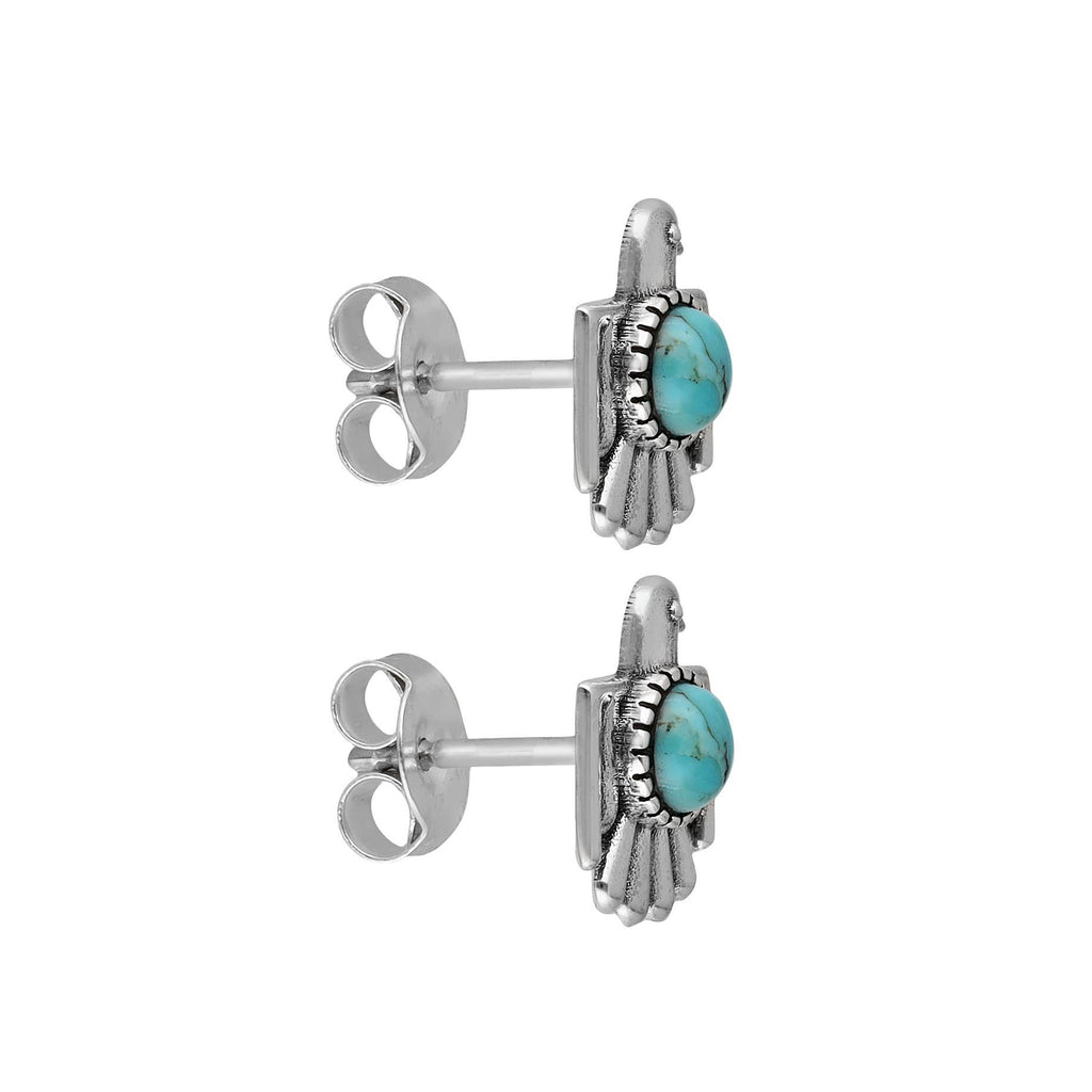 Boucles d'oreilles clous en argent sterling 925 avec turquoise Mohave oiseau