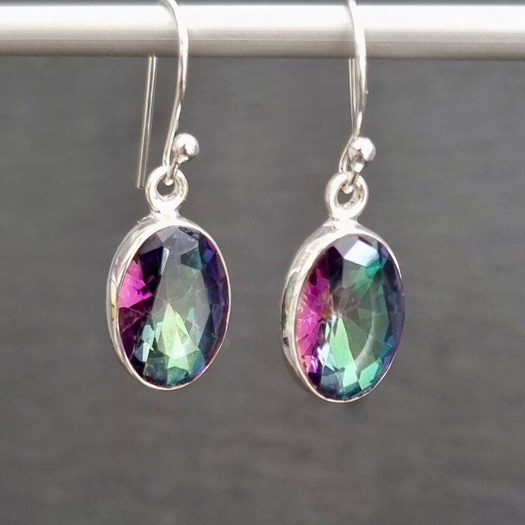 Boucles d'oreilles en topaze mystique, argent sterling 925