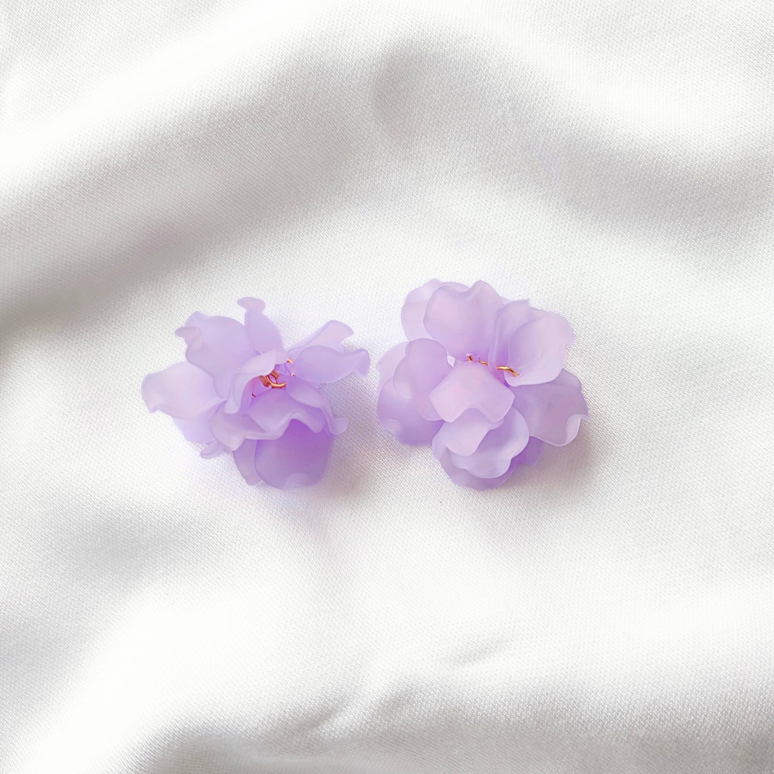 Boucles d'oreilles Créoles PEONY Fleurs Pivoine couleur au choix