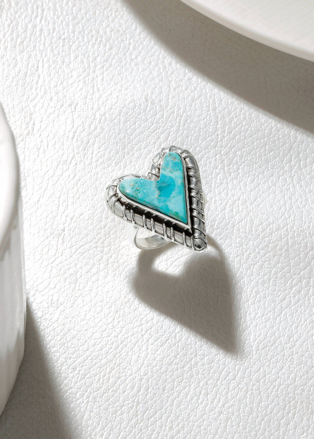 Cœur de l'Anneau Horizon en Argent avec Turquoise Mohave