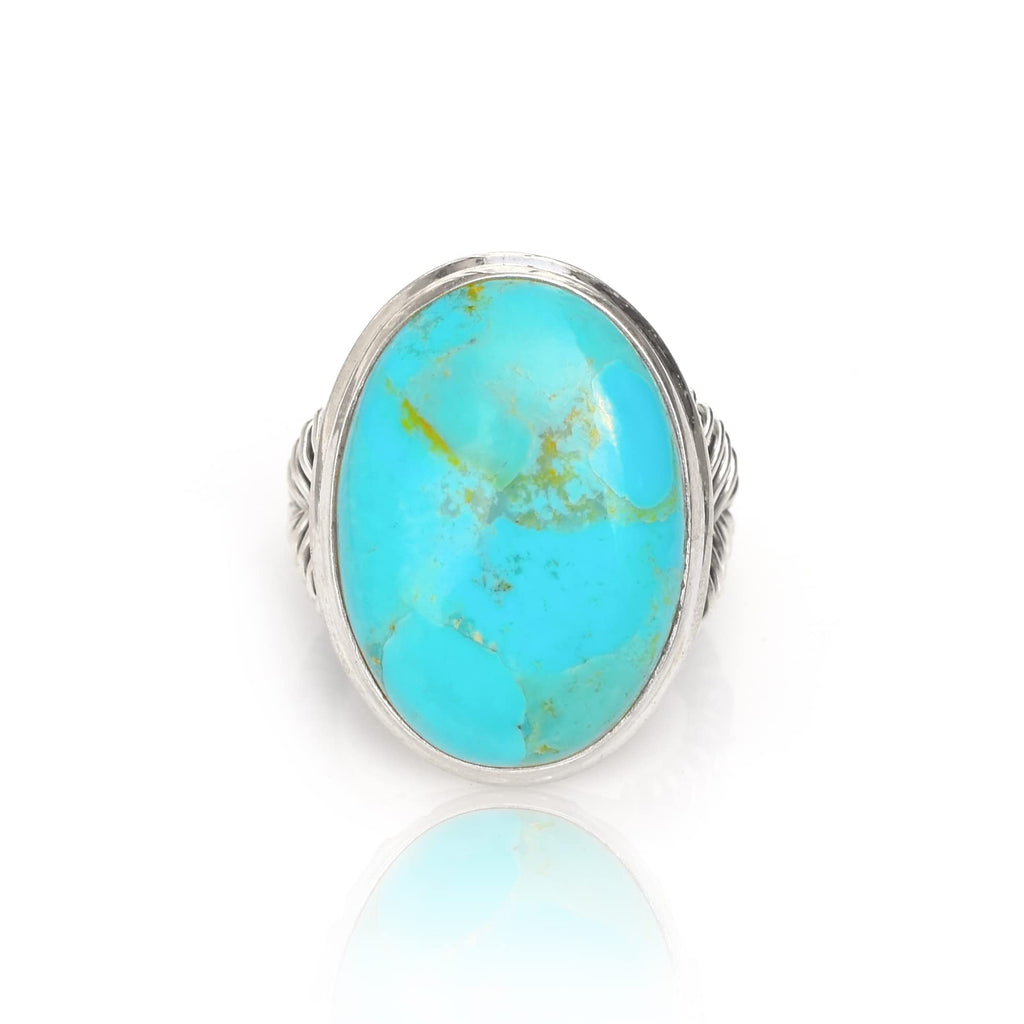 Bague en argent sterling 925 avec Turquoise Blue Mohave